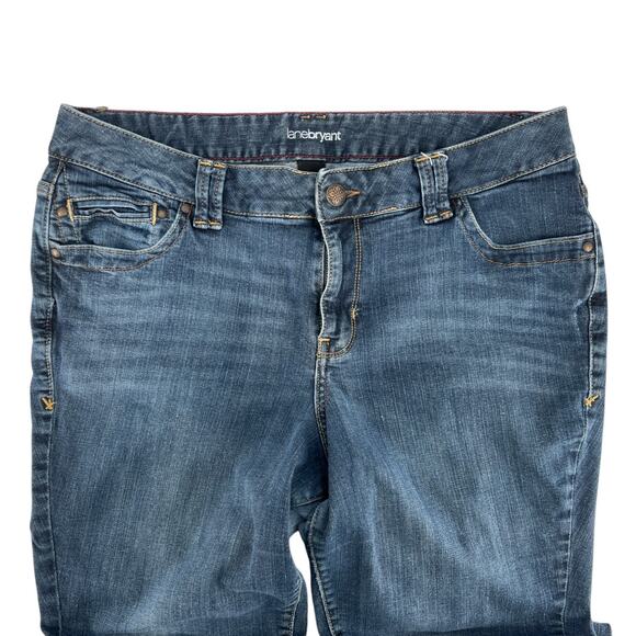 Lane Bryant Roll Cuff Denim Crop Capri Jeans Plus Size 18 Petite Triangle Blue - Picture 3 of 14